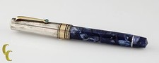Omas Celluloid Paragon Blue Royale Rollerball Pen w/ Stainless Steel Cap picture