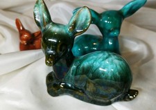 Vintage Mid Century Ceramic Deer Fawn Figurine Lot Blue Mountain Anglia Japan picture