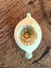Antique 1920's German glass Christmas ornament ovoid sugared indent reflector picture