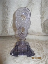 ANTIQUE PURPLE CZECH PERFUME BOTTLE W/ FROSTED FLOWERS - 7