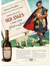 1938 Old Angus Scotch Whisky Scotsman shepherd lamb art Vintage Print Ad 1 picture
