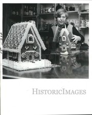 1976 Press Photo Kathy Kirkpatrick making a traditional German Gingerbread house picture