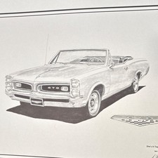 Vintage GTO 1965 Pontiac GTO Print Drawing Print Front View GTO Convertible Nice picture