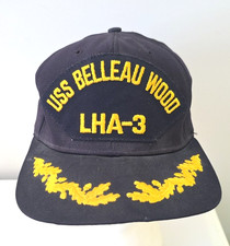 C. 1950s-60s VINTAGE USS BELLEAU WOOD LHA-3 HAT USN NAVY SHIP New Era Brand USA picture