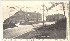 Fitchburg, MA - Massachusetts Vintage Normal School Postcard, Posted 1906 picture