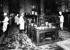 Chefs at work in the Savoy Hotel kitchen 1920s Historic Old Photo picture