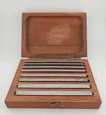 Vintage Starrett No. 384 Machinist Steel Parallels Set 4 Pairs (8 Pcs) Wood Case picture