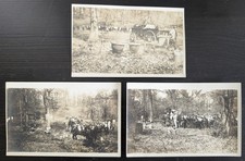 RPPC Rural Gathering Boiling Kettles Milk Cans Picnic Set of 3 Photo Postcards picture