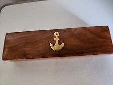 Cedar Wood trinket box with brass Inlaid anchor Design 7.25