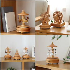 Wooden Music Box Wind Up Cartoon Musical Boxes Classical Ornament gift for kids picture