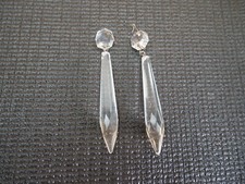 2 Vintage Clear Crystal Lamp Chandelier Drop Prisms 3