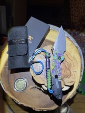Kansept Fenrir w/ prem bullet bead blu, knsp 2026 coin Purple UD Handle Damascus picture