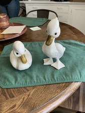 Vintage MCM Porcelain Ducks Made In USA Set of 2 Hand Painted picture