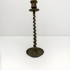 Vintage Williamsburg Solid Brass Barley Twist Candle Stick 10.5” picture
