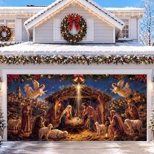 FuWeave 7 x 16 ft Christmas Nativity Garage Door Cover Decoration(Nativity) picture