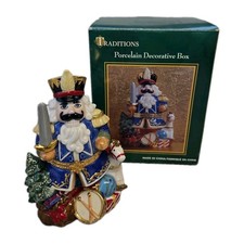 Traditions Porcelain Hinged Trinket Box Nutcracker Hand Painted Decorative New picture