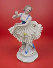 Antique Sitzendorf Dresden Porcelain Lace Ballerina Figurine picture