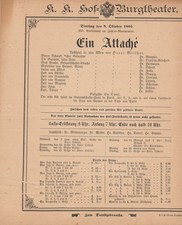 Theatre note Henri Meilhac an attache k. k. Hof = Burgtheater Vienna 1895 picture
