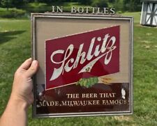 Antique Vintage Jos. Schlitz Brewing In Bottles Reverse Painted Glass Beer Sign picture