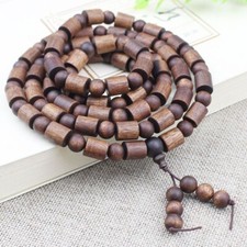 9-10mm Grade A Natural Wood Bracelet Rosary Men Woman Round Bucket Prayer Beads picture