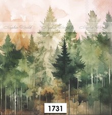(1731) TWO Paper LUNCHEON Decoupage Art Craft Napkins - FOREST TREES EVERGREENS picture