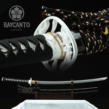 Handmade Japanese Katana Clay Tempered T10 Steel Hamon Sharp White edge Swords picture