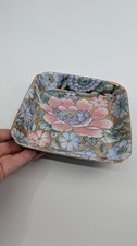 VTG Toyo Ceramic Hand Painted Trinket Dish Tray Floral Gold Purple Oriental Pink picture
