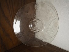 Vintage Etched Clear Glass Plate – Floral & Leaf Design, Sunburst Center picture