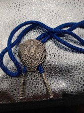 BOY SCOUTS OF AMERICA  EAGLE SCOUT BOLO TIE ORIGINAL BLUE CORD picture