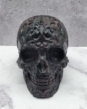 Hand Carved Garnet in Matrix Floral Scrollwork Skull Crystal 3 lb 15 oz picture