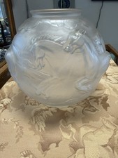 Vintage 30’s Art Deco Satin Glass Czechoslovakia Ball Vase Running Horses Motif picture