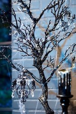 Pier 1 One VTG ORNAMENT TREE GLAM HALLOWEEN GLITTR BLK TWIG TREE V RARE NWT READ picture