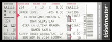 November 16 2014 Joan Sebastian Concert Ticket Sleep Train Arena Sacramento picture