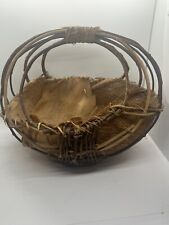 Handmade Native American Oval Basket Bird Nest Tree Branch Coconut Husk 12x9 picture