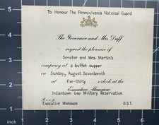 1947 Governor James H. Duff Pennsylvania National Guard Dinner Invitation picture