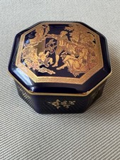 Vintage Limoges Castel France Porcelain Trinket Box Cobalt Blue and 22K Gold picture