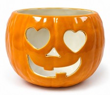 Morton Pottery Jack O Lantern Pumpkin Bowl Heart Eyes Halloween Ceramic Vintage  picture