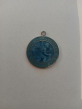 Vintage saint christopher pendant medal Regina enamel sterling silver 1” picture