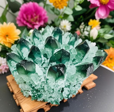 2026Rare Large Green Phantom Quartz Cluster Raw Natural Geode 200g-1000g Reiki picture