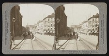 Photo:Karl Johans St Christiania Norway 1908 Street Scene Stereoview picture