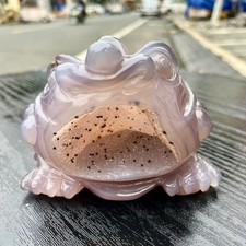 340G Natural Agate Crystal Cave Quartz Carving Crystal Golden Toad Decoration picture