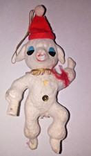 Vintage Flocked Sheep Country Christmas Ornament 5.5