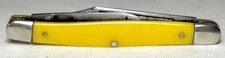 Vintage Camillus 2 Blade Yellow Handle Pocket Knife picture