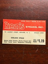 Ken's Steaks Newark New Jersey Vtg Business Card Sirloin Steak Market St. picture