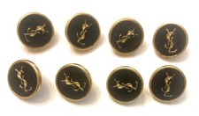 8 YSL Yves Saint Laurent Gold Button With Black 5/8” picture
