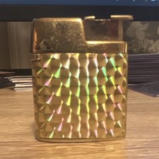 Vintage Ronson Gold Tone Diamond-Cut Textured Pocket Lighter - Gold Pearlescent picture