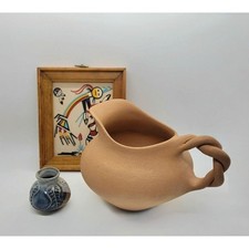 Edna Romero Taos Pottery Pitcher Rainbow Yei Sand Art Studio Vase Bundle picture