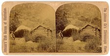 UTAH STEREOVIEW - Mountain Man & Cabin - CE Johnson 1890s picture