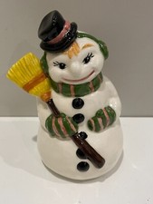 VTG Hand painted Ceramic Mold Snowman. Signed BLM 5