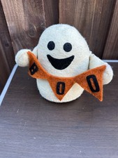 Halloween Felt Ghost Boo Banner Weighted Shelf Sitter Farmhouse Rustic India picture